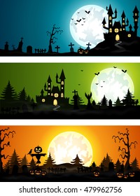 Set of three Halloween banners 