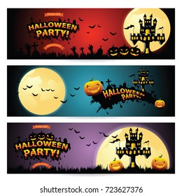 Set of three Halloween banners.