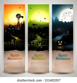 Set of three Halloween banners with copyspace 