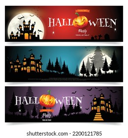 Set von drei Halloween-Bannern. Vektorgrafik-Illustrator