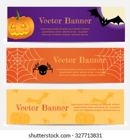 Set of Three Halloween banners. Vector Illustration EPS10