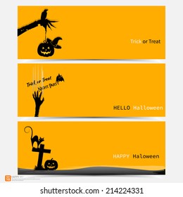 Set of three Halloween banners and Website spooky header or banner set with Halloween  vector illustration design