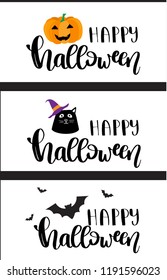 Conjunto de tres banderas horizontales de Halloween sobre fondo blanco. Ilustración del vector