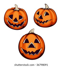 set of three halloween pumpkin