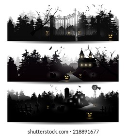 Set of three Halloween silhouettes 