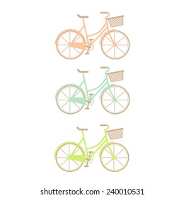 Set of three hand drawn bicycles