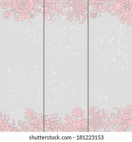Set of three hand drawn  summer cards.  All objects are conveniently grouped on different layers and are easily editable.