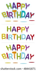 set of three happy birthday signs in vector mode