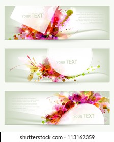 Set of three headers. Abstract artistic Backgrounds