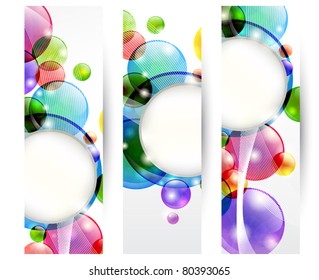 Set of three headers with bubbles and copy space