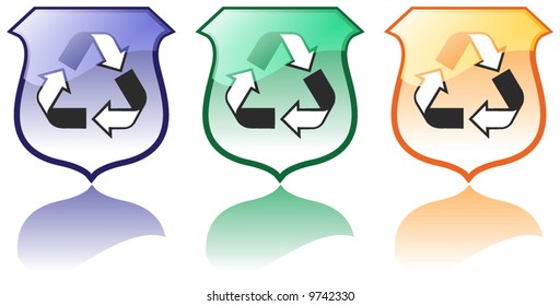 Set of Three High Quality Recycling Icons Vectors
