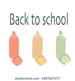 Set of Three Highlighters flat design back to school