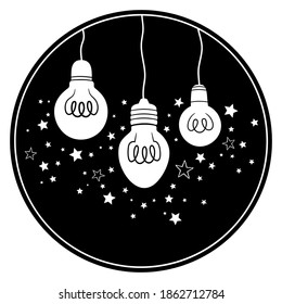 set of three holiday light bulbs