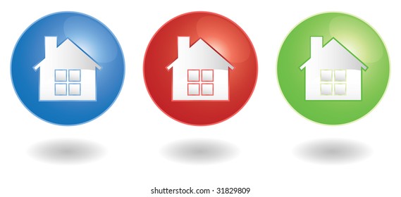 set of three home icons in vector