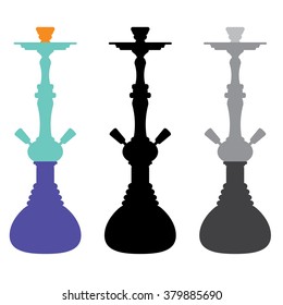 Set of three hookah silhouettes isolated on white background. eps10