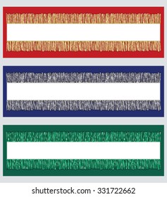 Set of three horizontal banner template with sparkling  tinsel stripes and white space in the middle