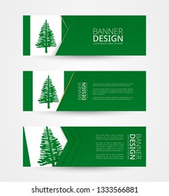 Set of three horizontal banners with flag of Norfolk Island. Web banner design template in color of Norfolk Island flag. Vector illustration.
