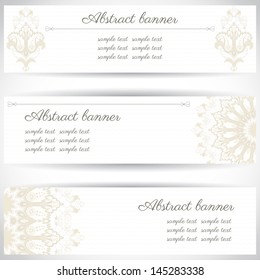 Set of three horizontal banners. Oriental pattern. Place for your text.