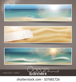 set of three horizontal beach/ocean banners - enjoy the summer!