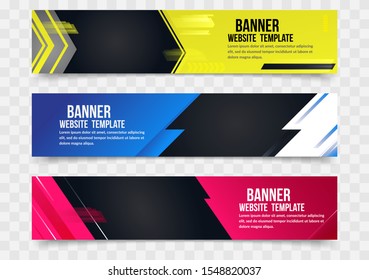 Set of three horizontal business banner templates. Web Banner label Background Modern design.
