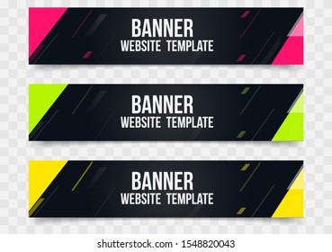 Set of three horizontal business banner templates. Web Banner label Background Modern design.