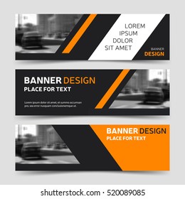 Set of three horizontal business banner templates. Vector corporate identity banner design, modern abstract background layout. 