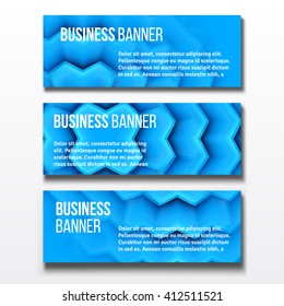 Set of three horizontal business banners templates