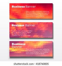 Set of three horizontal business banners templates
