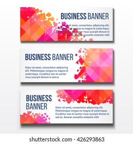 Set of three horizontal business banners templates