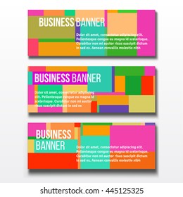 Set of three horizontal business banners templates
