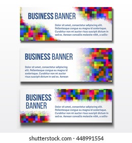 Set of three horizontal business banners templates