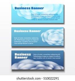 Set of three horizontal business banners templates