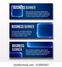 Set of three horizontal business banners templates