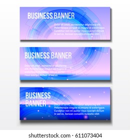 Set of three horizontal business banners templates