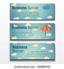 Set of three horizontal business banners templates