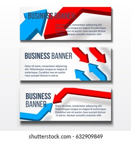 Set of three horizontal business banners templates with arrows