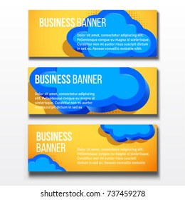 Set of three horizontal business banners templates