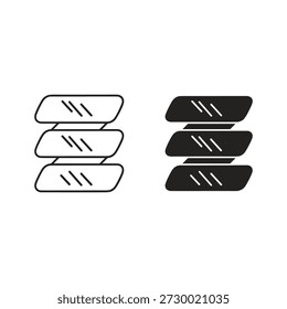 Conjunto de tres Formas abstractas apiladas Horizontales con contorno de icono y sólido