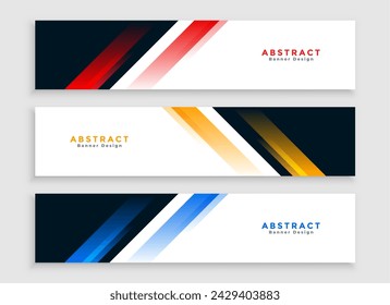 set of three horizontal web banners header for website promotion vector