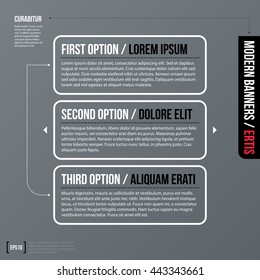 Set of three horizontal web banners on gray background. Modern business template, neutral style.
