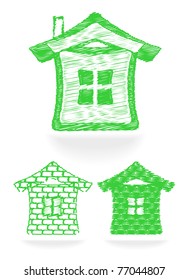 Set of three house icons