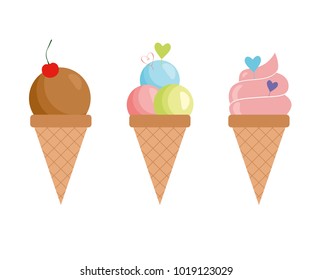 Set of three ice cream