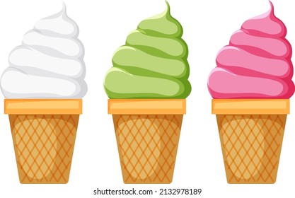 Set of three ice cream illustration