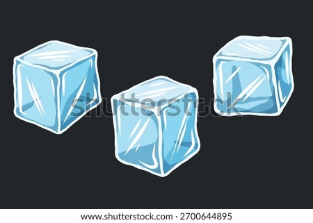 Set of Three Ice Cubes — Minimal Realistic Ice Block Collection