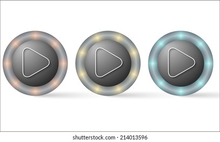 set of three icon with play symbol