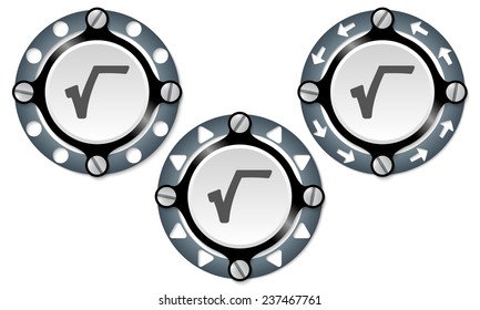 Set of three icons with perforated ring and radix