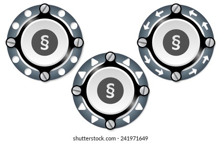 Set of three icons with perforated ring and paragraph