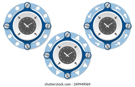 Set of three icons with perforated ring and watches