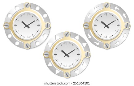 Set of three icons with perforated ring and watches