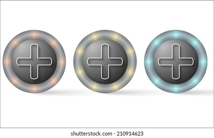 set of three icons with plus symbol
